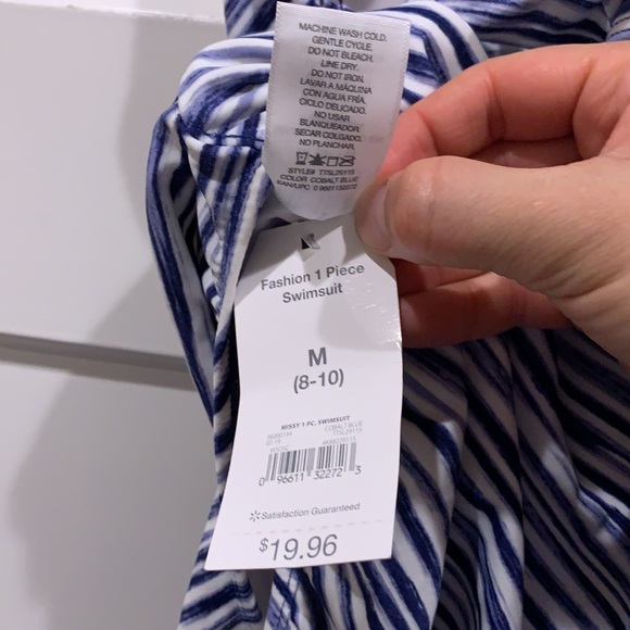 NWT Time & Tru Ocean Stripe One Piece Swimsuit - Picture 13 of 13